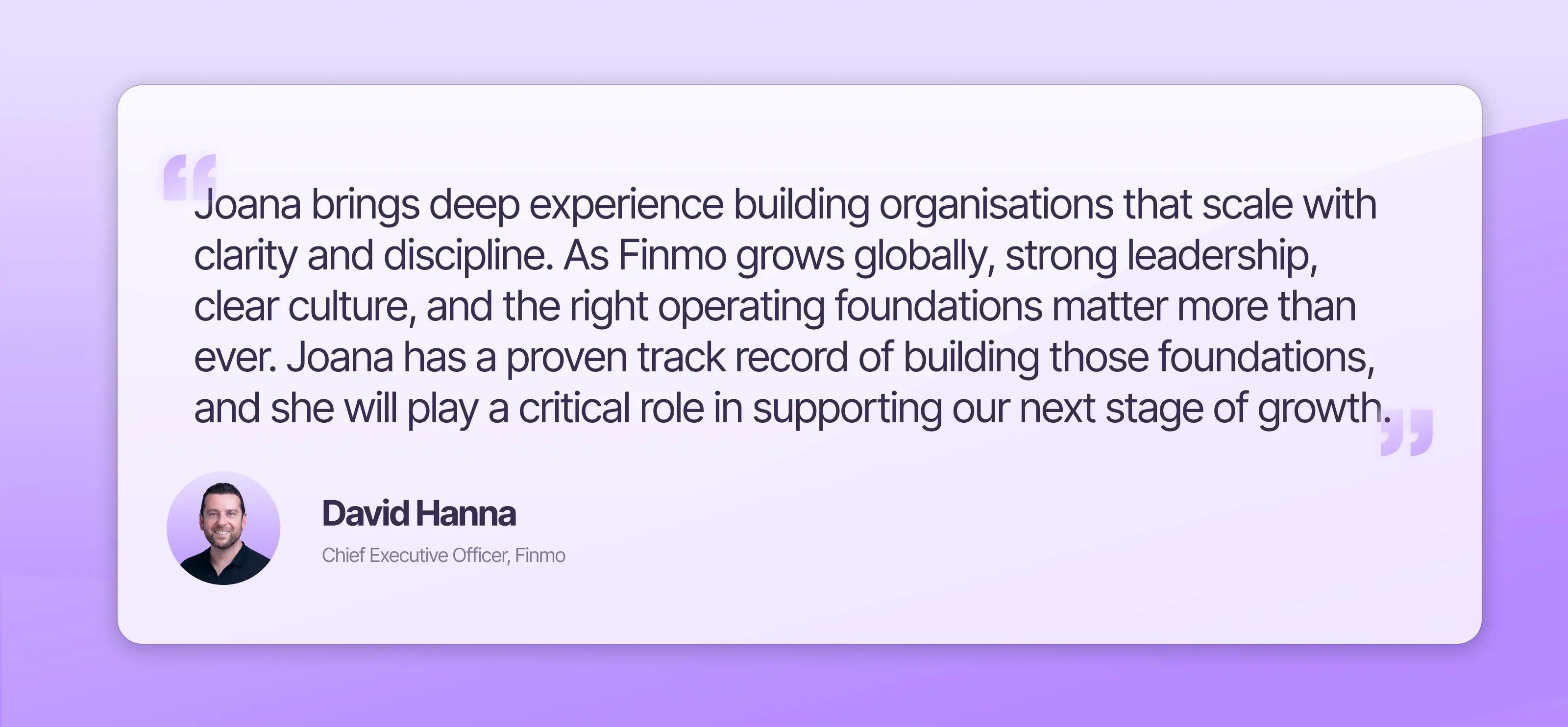David Hanna, Chief Executive Officer at Finmo