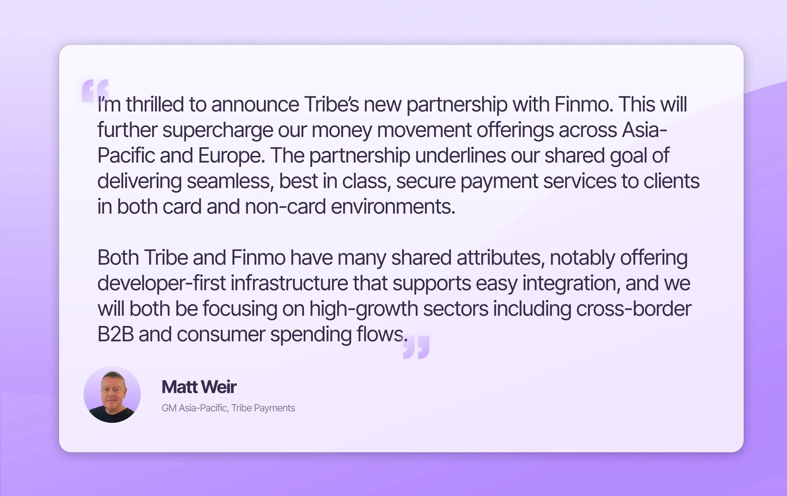 Matt Weir GM Asia-Pacific at Tribe Payments
