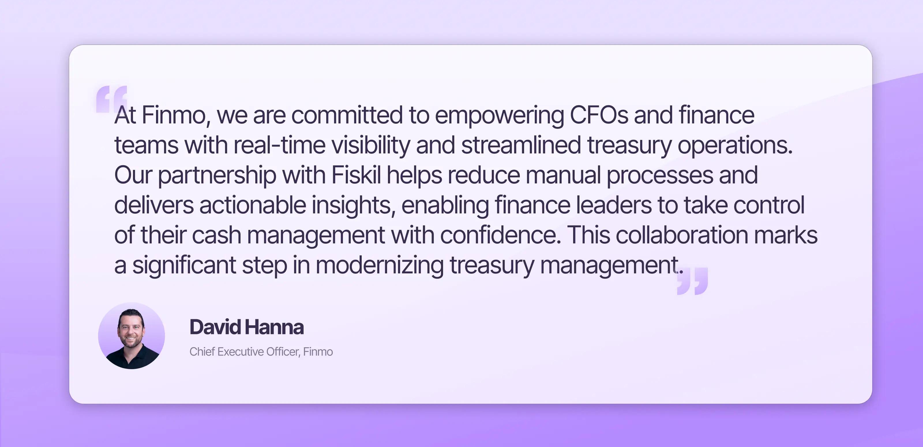 David Hanna, CEO of Finmo