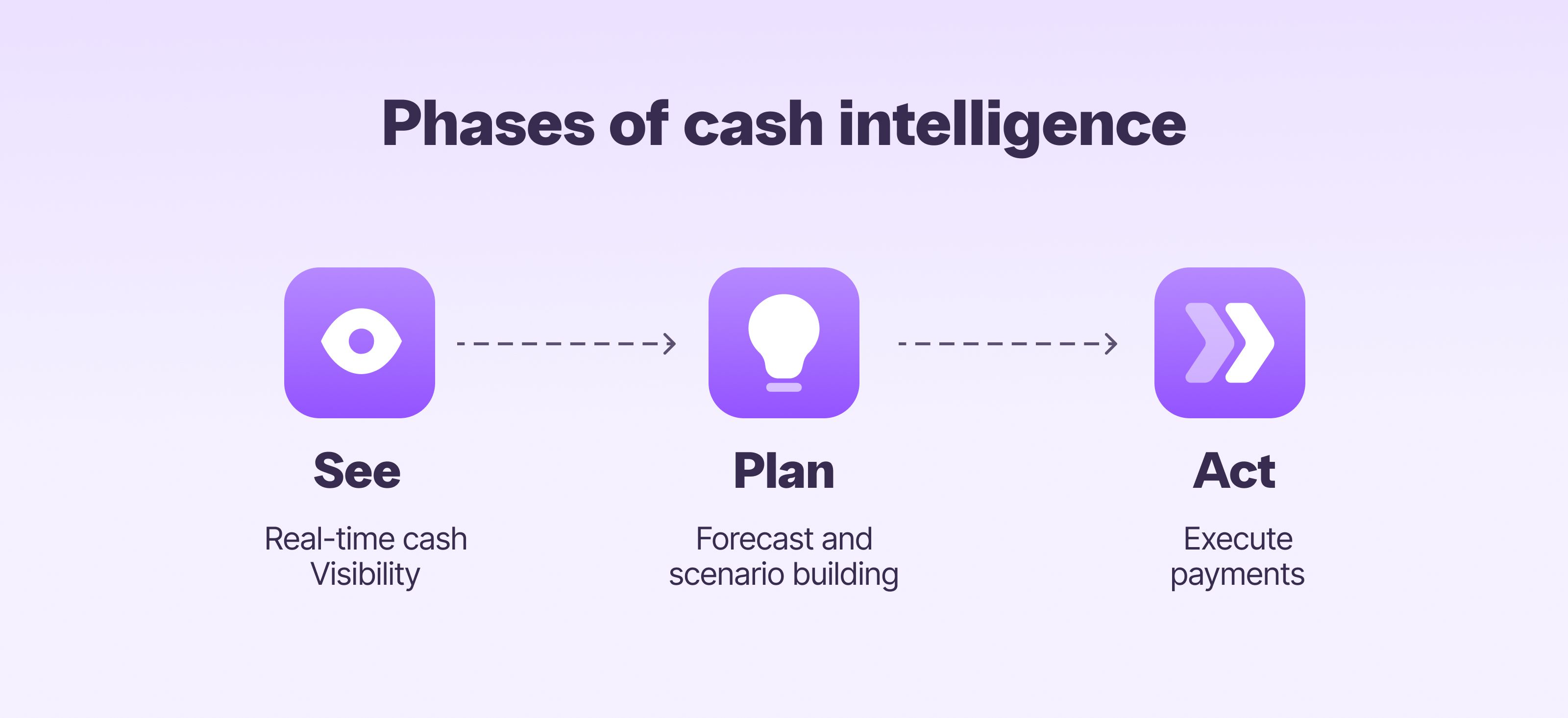 phases of cash intelligence are see, plan, and ac