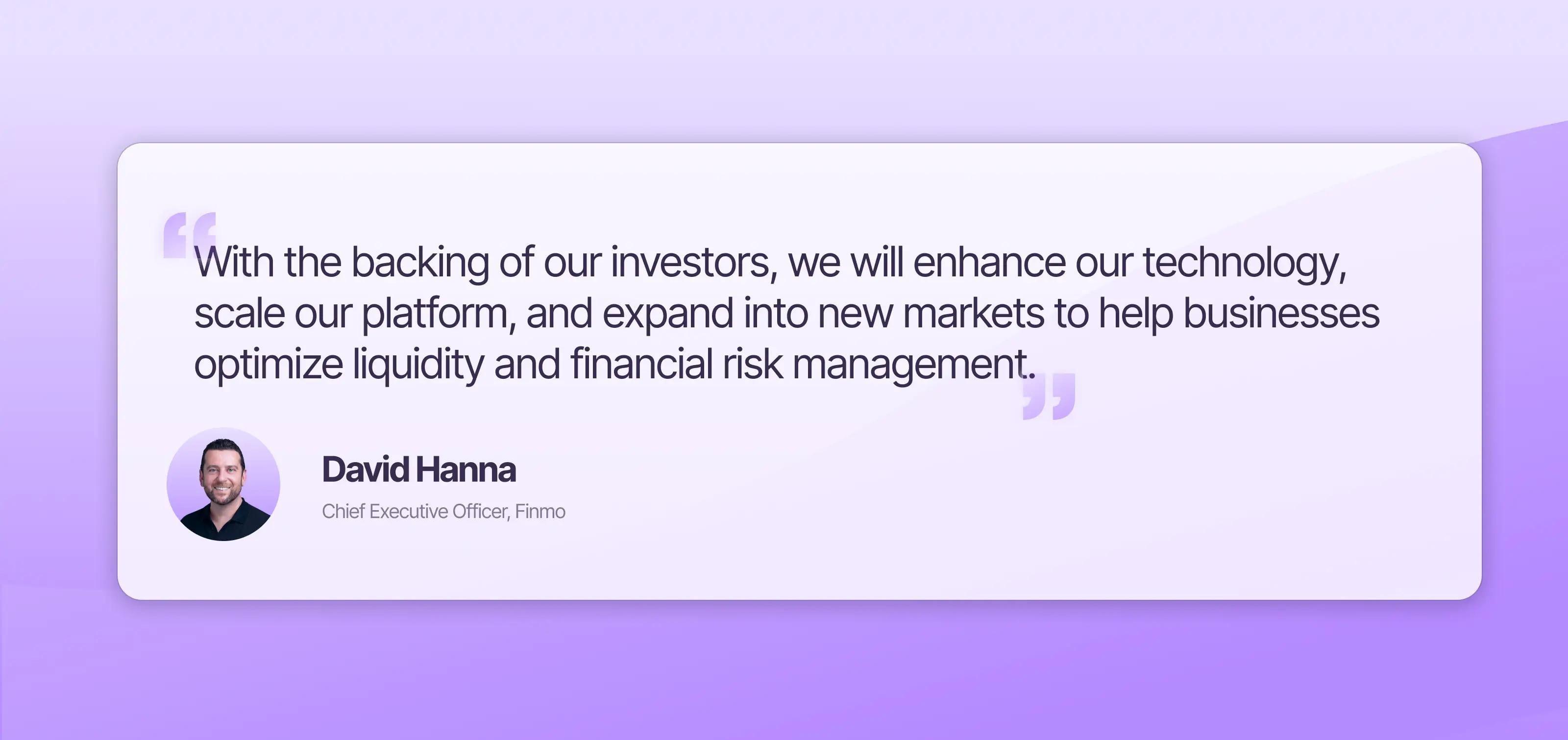 David Hanna, CEO and Co-Founder of Finmo.