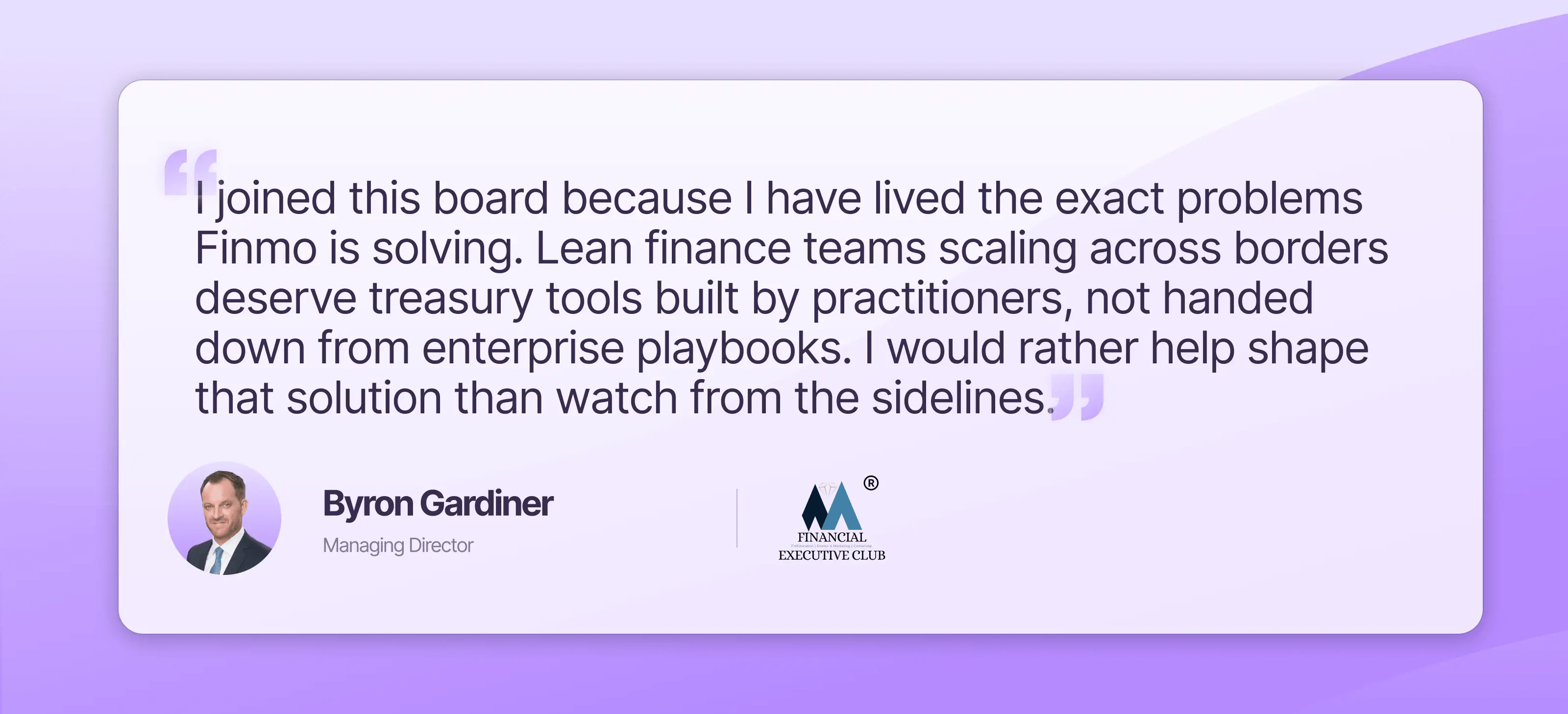 Byron Gardiner | Managing Director | Financial Executive Club, Singapore and ASEAN