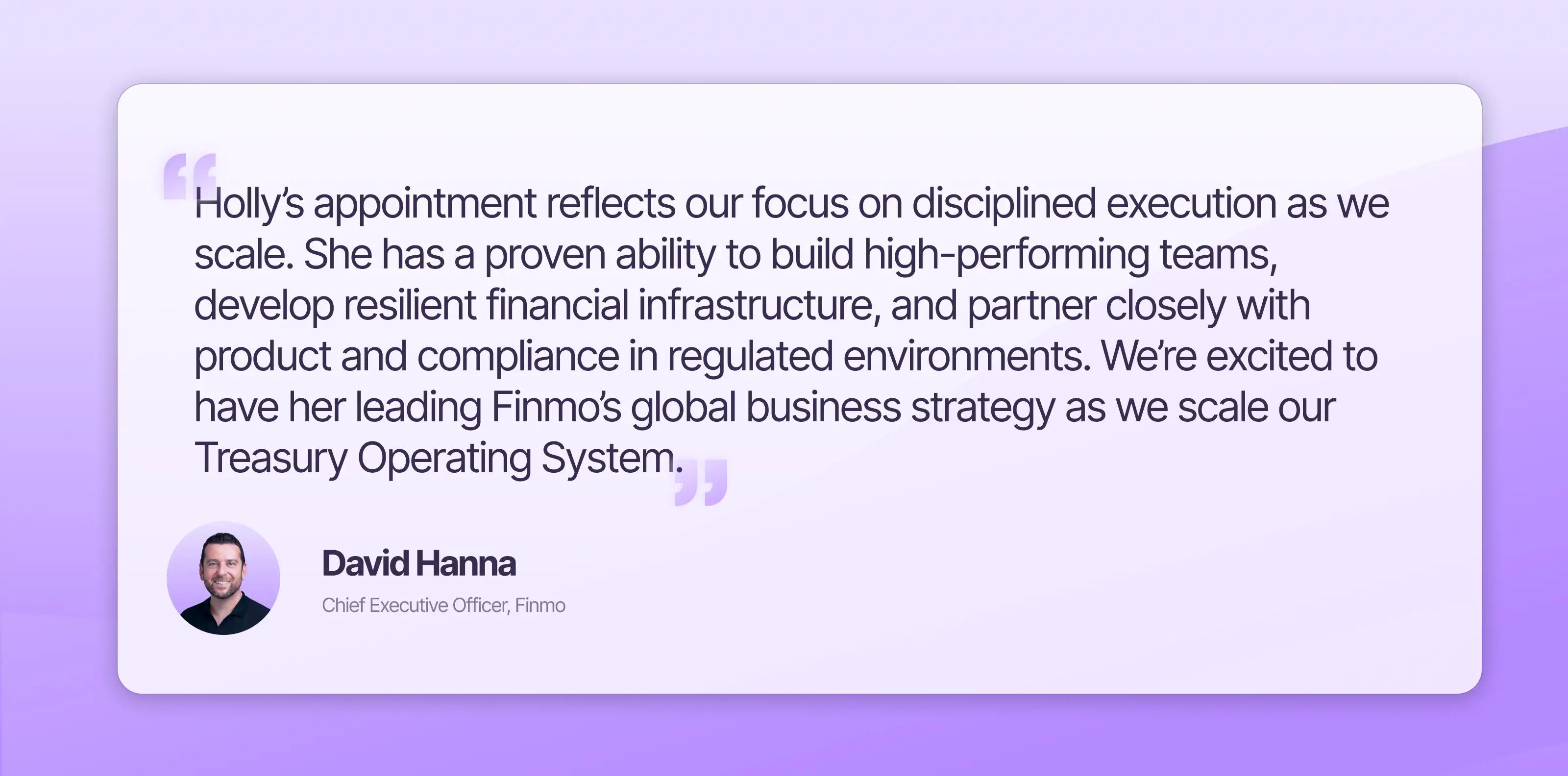 David Hanna, Chief Executive Officer at Finmo