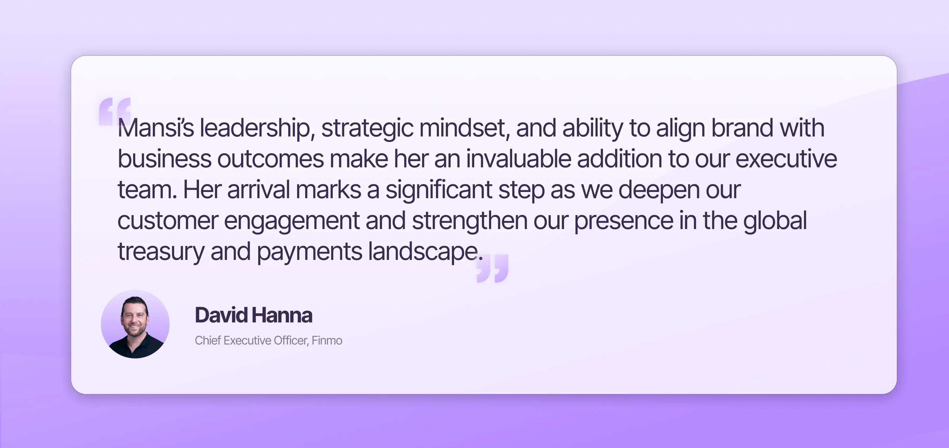 David Hannah, CEO and Co-Founder of Finmo