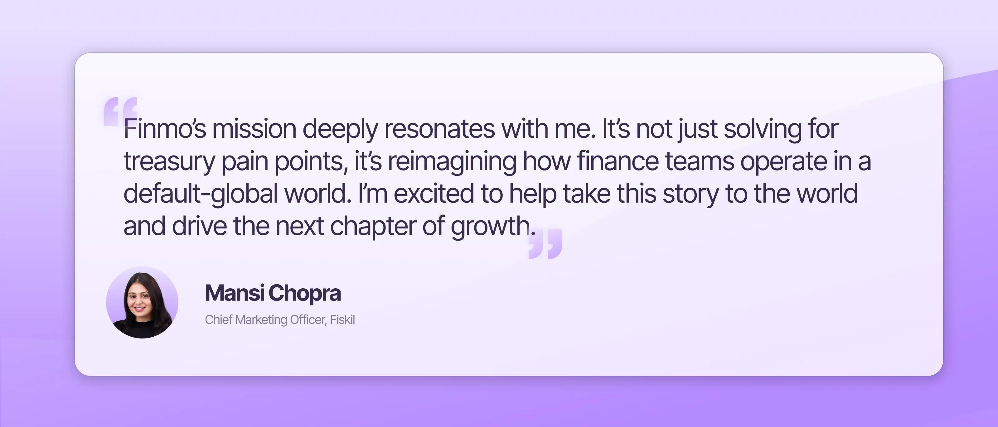 Mansi Chopra, Chief Marketing Officer at Finmo