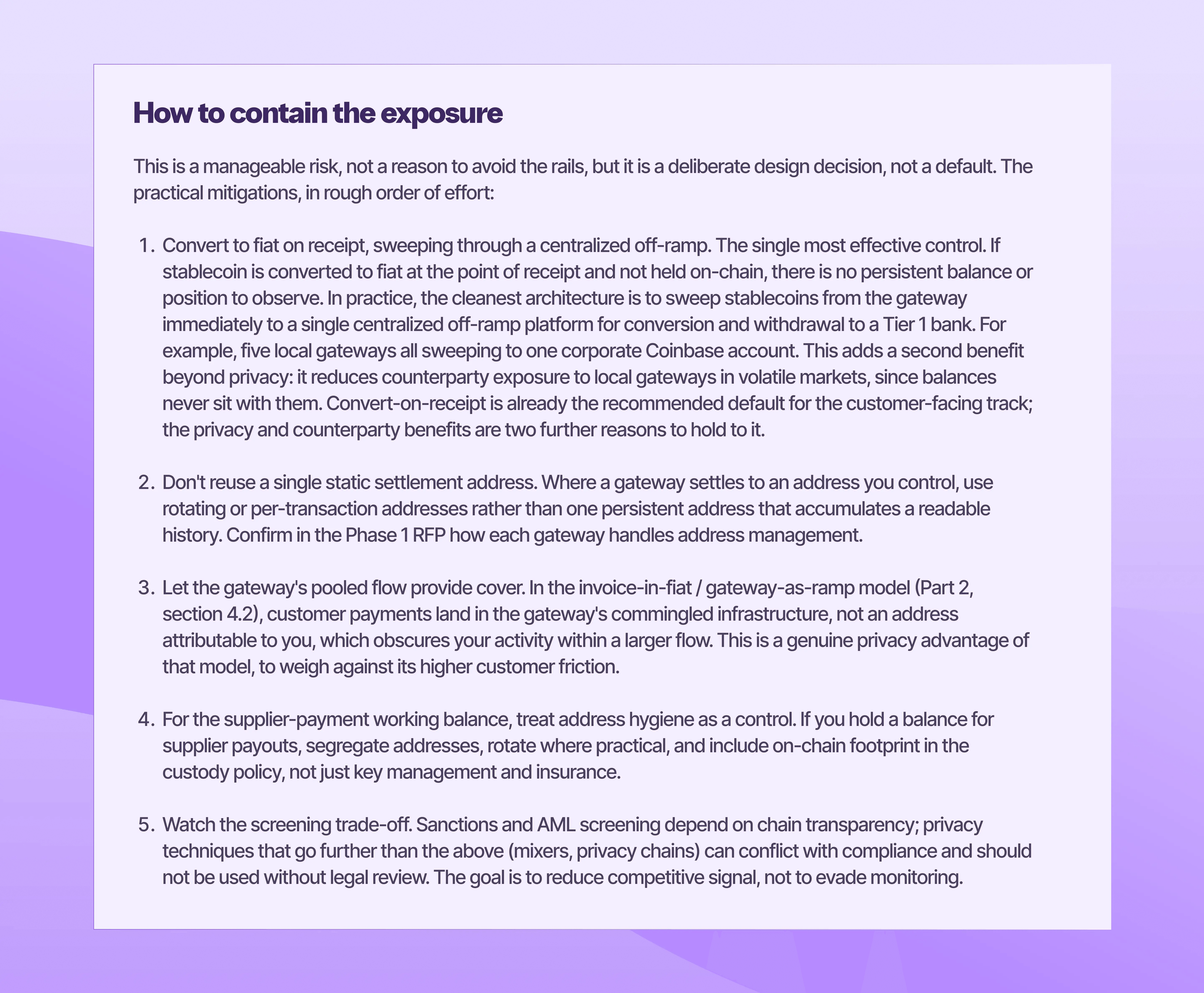How to contain the exposure