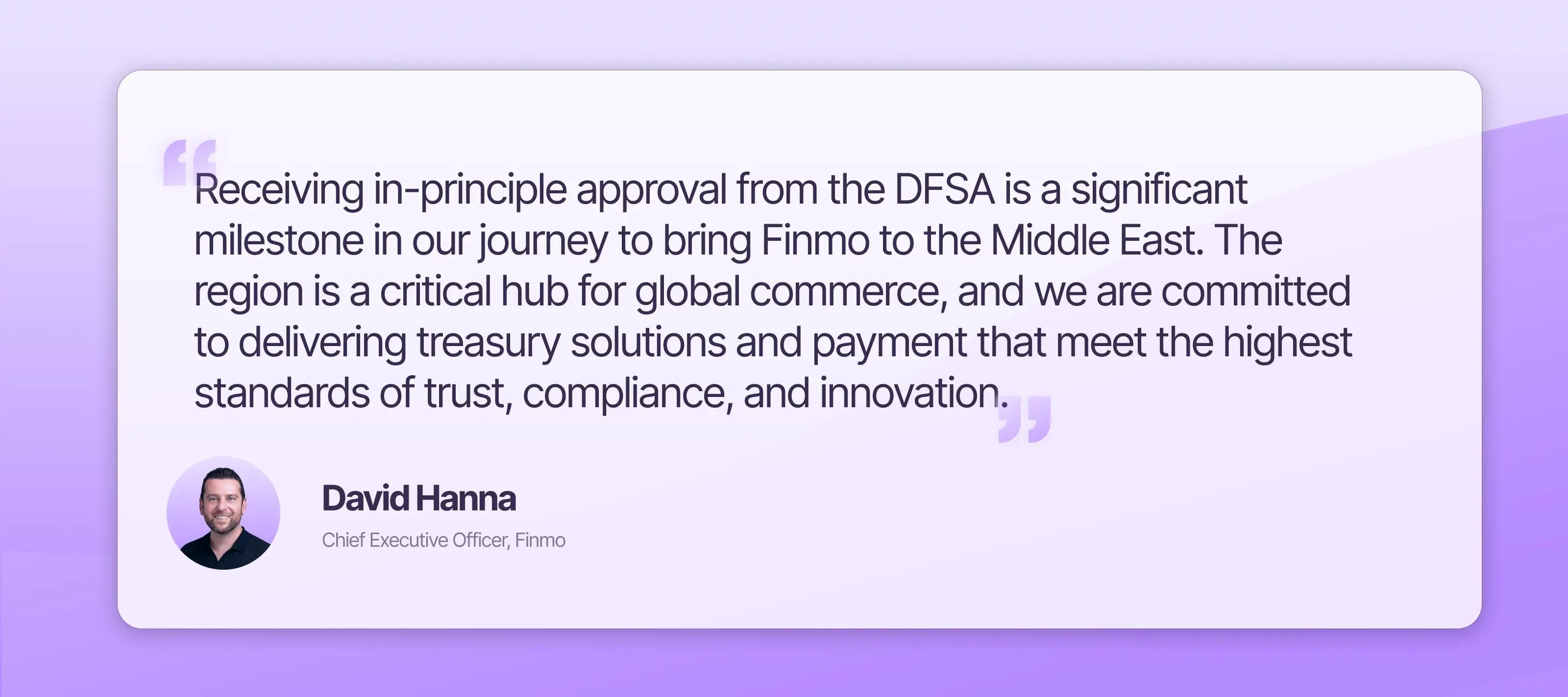 David Hanna, CEO of Finmo