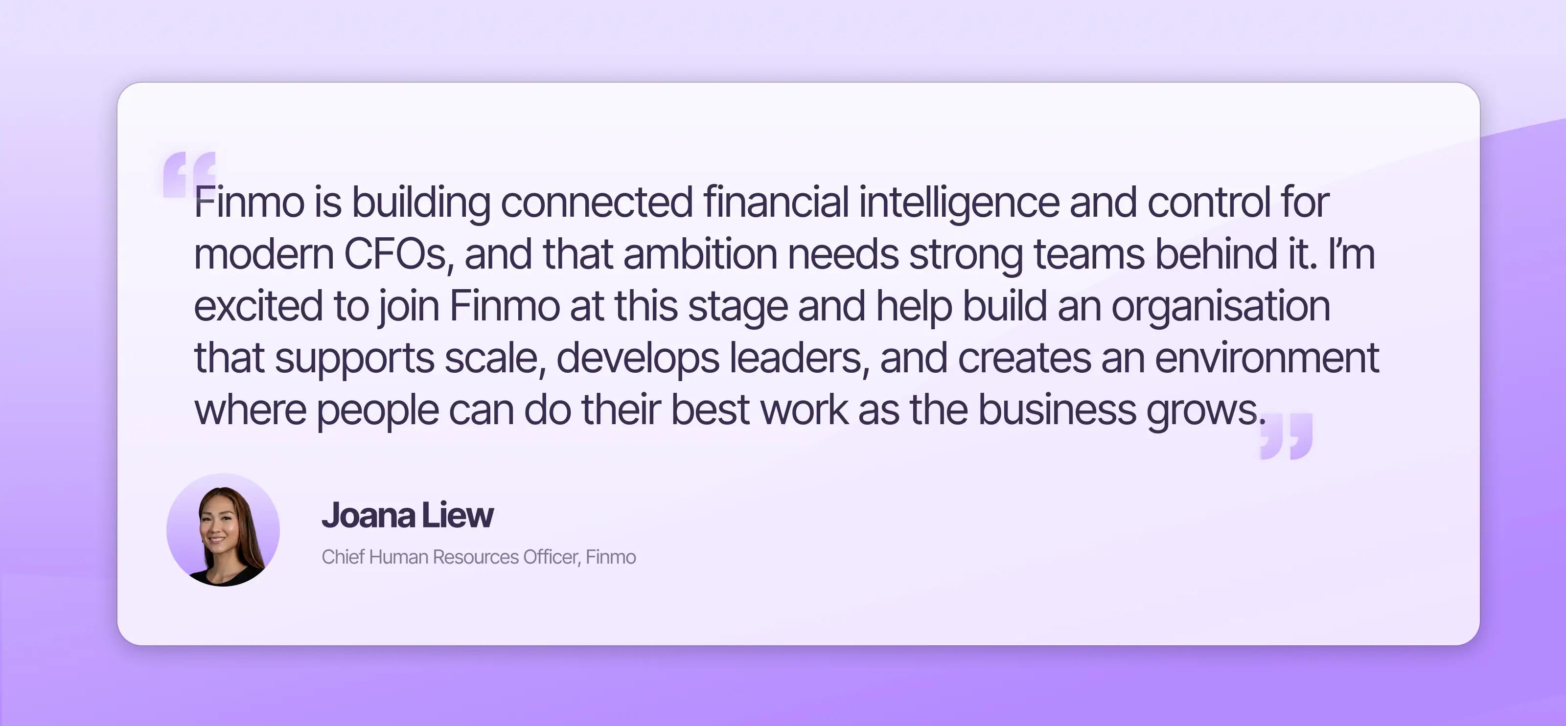 Joana Liew, Chief Human Resources Officer at Finmo